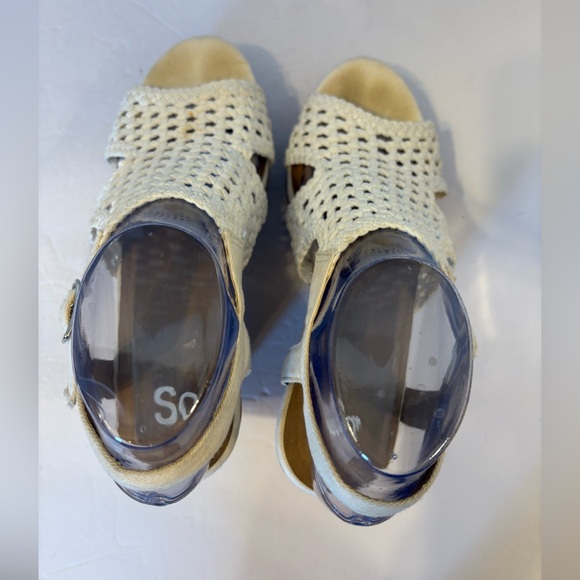 Sonoma Taffy white woven open toe wedge cork heel sandals size 8M - Picture 9 of 13